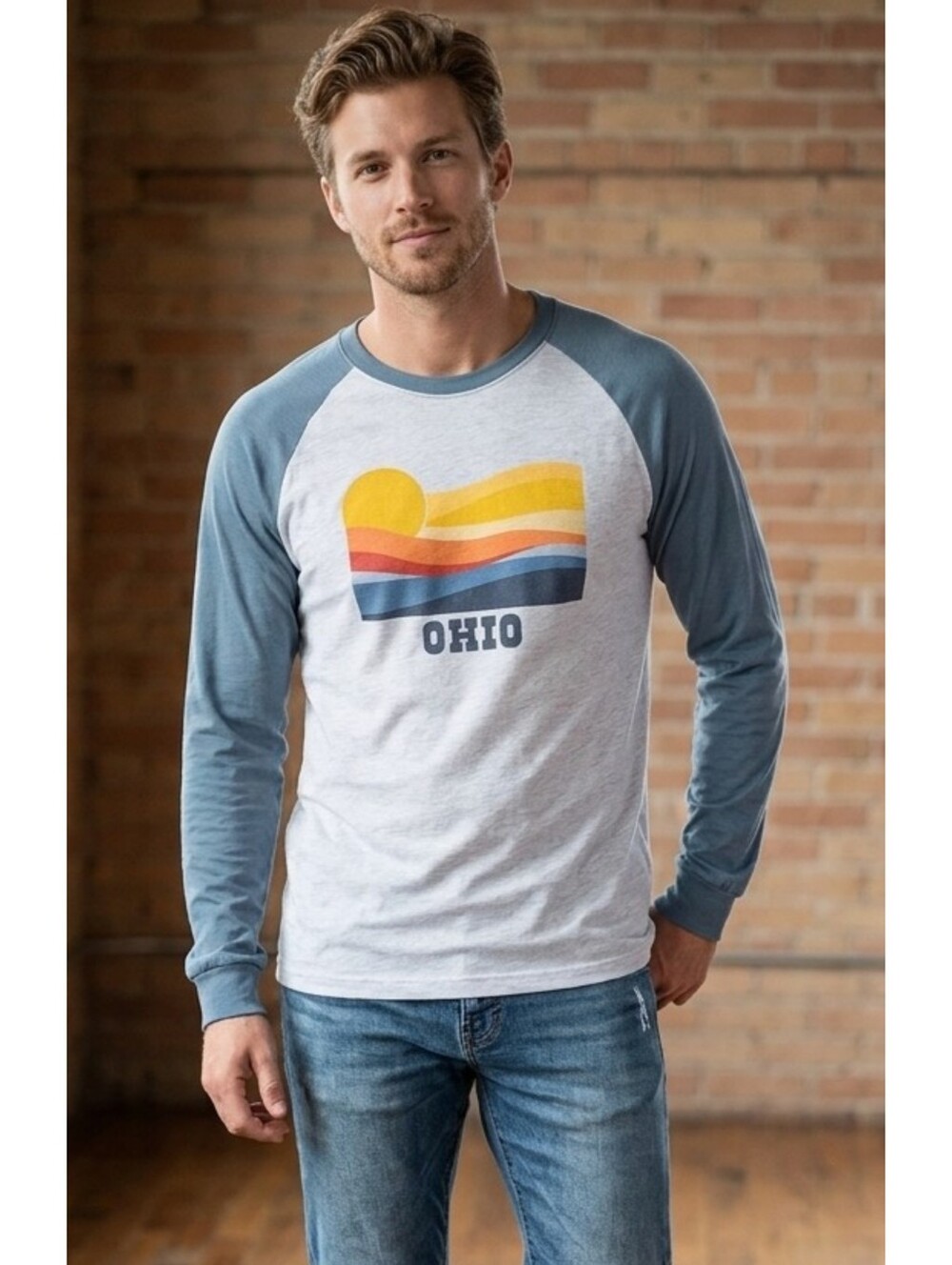 Home Free Men's Ohio Graphic Raglan Long Sleeve Tee